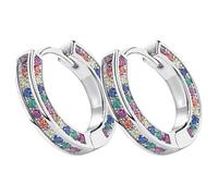 POPETPOP Boucles D'oreilles Créoles Petites Alliage et Pierre Brillante, Légères et Confortables Petites Boucles D'oreilles pour Femmes pour Soirées et Toutes Occasions