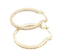 POPETPOP Boucles D'oreilles Créoles Strass Rondes Brillantes Dorées, Bijoux Femme Élégants, Présent Soirée et Usage Quotidien, Décoration D'oreille Scintillante