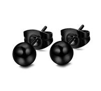 POPETPOP Boucles Doreilles Femmes Acier Inoxydable Noir Allergie Clous Ronds Élégants pour Bijoux et Durables pour et Fêtes