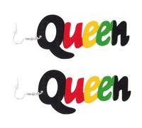 POPETPOP Boucles D'oreilles Pendantes Lettre Queen en Bois Ethnique Africain, Bijoux Fantaisie Légers pour Femmes, Style Créatif Décoratif, Accessoire Quotidien