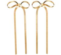 POPETPOP Boucles D'oreilles Pendantes Nœud Doré, Bijoux Ruban Pour Filles, Légères Et Résistantes, Accessoires De Mode Tendances Pour Saint-valentin, Taille Unique