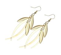 POPETPOP Boucles D'oreilles Pendantes pour Anniversaire en Alliage Doré de Feuille Anti-rayures et Résistantes pour Femmes et Plan de Relations Publiques