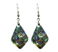 POPETPOP Boucles Oreilles Femme Pendantes Coquille Ormeau Naturelle Design Original Angulaire Bijoux Mode pour Dame Légères et Durables