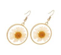 POPETPOP Boucles Oreilles Fleurs Pressées Boucles Oreilles Fleurs Séchées Forme De Cercle