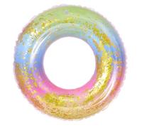POPETPOP Bouée de Baignade PVC Semi Transparente à Paillettes Dégradées Couleur Arc Ciel Anneau Flottant sans Outil de Gonflage pour Garçon Fille Ans Piscine Coloré