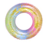POPETPOP Bouée de Natation PVC Semi Transparente Dégradé Arc Ciel avec Paillettes Anneau sans Gonflage pour Ans Piscine Coloré