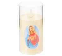 POPETPOP Bougie De PrièRe Led À Piles Avec Flamme Vacillante Bougie Catholique De La ViergeMarie Sans FuméE Veilleuse RéAliste Pour Maison Et ÉGlise 6 Pouces