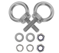 POPETPOP Boulon à Œil en Acier Inoxydable M6X20 avec Écrou Nylon Anti-Desserrage Rondelle Plate et Ressort Lot de 4 set de Pièces Vis à Œillet Allongée pour Fixation Murale Béton