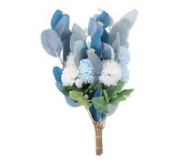 POPETPOP Bouquet Artificiel Eucalyptus et Fleur d'Hydrangea Blanc Bleu Décor Réaliste pour Mariage Automne Décoration Maison et Cérémonie