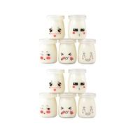 POPETPOP Bouteilles de Pudding en Verre Motifs Visage 100ml Lot de 10 Résistantes à la Chaleur pour Conserver Yaourt, Dessert et Confiture, Cuisine Plusieurs styles Plusieurs styles