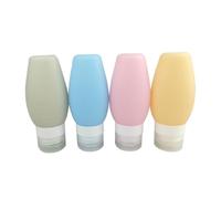 POPETPOP Bouteilles de Voyage Faciles à Nettoyer Ensemble de 4 en Silicone 90ml et Économes en Espace pour Shampoing, Après-shampoing et Accessoires de Toilette en Déplacement