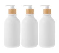 POPETPOP Bouteilles Rechargeables Distributeur de Savonnette Liquide pour Shampoing 500ml Lot de 3 en Pet Blanc Pompe à Pression Antidérapante Élégant pour Salle de Bain