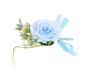 POPETPOP Boutonnière du Marié Bleu Clair, Ornement de Mariage en Fleurs Artificielles Réalistes, Décoration Élégante pour Cérémonie et Retour la Maison, Accessoire Polyvalent pour Mariée
