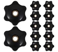 POPETPOP Boutons Étoile Noirs Poignée Ergonomique Filetée Lot de 12 en Cuivre et Nylon Écrou Hexagonal 1/4 pour Serrage Sécurisé Adapté aux Réparations D'outils et Machines