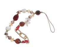 POPETPOP Bracelet de Téléphone Rouge à Perles en Pierre et Cristal, Lanière Décorative Résistante à L'usure pour Téléphone Portable ou Appareil Photo, pour Voyage et Extérieur