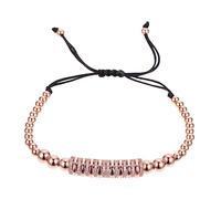 POPETPOP Bracelet En Cuivre Tubes Courbés Et Perles Tressées, Ajustable, Couleur or Rose, Bijou Élégant Pour Femmes, Pour Fêtes Et Usage Quotidien,