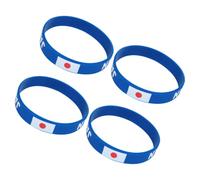 POPETPOP Bracelet en Silicone Bleu Coupe du Monde, Lot de 4 Pièces Drapeau National, Taille Ajustable, Souvenir pour Événements Sportifs et Cohésion D'équipe