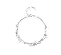 POPETPOP Bracelet Femme Argent Sterling Double Couche avec Étoiles Design Créatif et Ajustable Accessoire Délicat pour Usage Quotidien et Cadeau Élégant