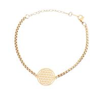 POPETPOP Bracelet Jonc Ajustable en Acier Inoxydable Doré à Motif Fleur de Vie, Bijoux pour Femmes, Style Bohème, pour Fêtes et Voyages, Design Ajouré Exotique