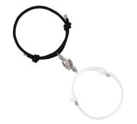 POPETPOP Bracelet pour Couples 1 Paire Mains Jointes en Corde Noire et Blanche, Bracelets D'amitié Assortis pour Hommes et Femmes, Présent Saint-valentin, Amitié, Relation, Style Unisexe