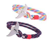 POPETPOP Bracelet Queue de Baleine en Corde de Survie Fermoir Métal 21 CM Unisexe pour Tenue Décontractée et Occasions Quotidiennes