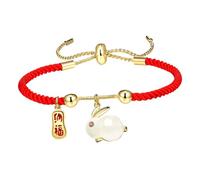POPETPOP Bracelet Rouge Ajustable Pour Nouvel An Chinois Avec Pendentif Lapin Zodiaque Pour Femmes