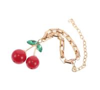 POPETPOP Bracelet Rouge avec Vertes Charme Fruit pour Femmes et Filles Accessoire Polyvalent pour Toutes Occasions