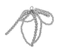 POPETPOP Breloque de Téléphone Nœud en Perles Argenté 3d, Décoration Multifonction pour Paquet, Clés et Sneakers, Accessoire Mode Élégant, Chaîne de Téléphone Portable Unique