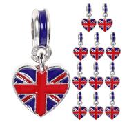 POPETPOP Breloques Drapeau Britannique 12 Pièces en Alliage pour Création de Bracelets et Bijoux Patriotiques - Pendentifs Cœur Uk pour DIY Accessoires Fêtes et Colliers