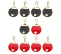 POPETPOP Breloques Sportives Tennis de Table Lot de 10 Mini Pendentifs Porte-Clés en Alliage Couleur Rouge et Noir pour Création de Bijoux et Bracelets