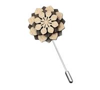 POPETPOP Broche Bois Fleur Décorative pour Homme Épingle à Longue Insert Accessoire Élégant pour Costume Fête des Pères et Copain