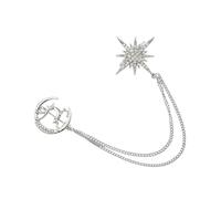POPETPOP Broche en Alliage Étoile à Huit Branches Chaîne Épingle de Revers Délicate en Zircon Accessoire Polyvalent pour Vêtements et Ornement pour Tenue Élégante et Présent
