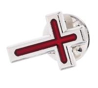 POPETPOP Broche Épingle Catholique de Croix Rouge, Accessoire Religieux Léger et Solide, Faveur Fête Communion, Épingle Décorative pour Baptême et Première Communion, 1 Pièce