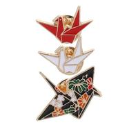 POPETPOP Broche Épingle De Sûreté Origami Lot De 3 En Alliage, Pin’s Badge Animaux De Dessin Animé Rouge Blanc Noir, Accessoire De Mode Créatif Pour Veste, Robe Et Paquet