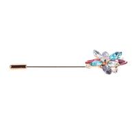 POPETPOP Broche Fleur en Cristal Zircon Or Rose Épingle Droite Sécurisée Taille Compacte Accessoire Élégant pour Mariage Manteau Foulard - Bijou Femme Broche de Fleur de Mariage