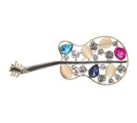 POPETPOP Broche Guitare en Cristaux Perles Épingle Créative pour Femme Bijou Vintage en Cristal Multicolore Accessoire Mode pour Manteau Robe et Écharpe Présent Musicien Guitariste