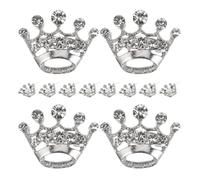 POPETPOP Broche Mini Couronne en Cristaux Argentée, Lot de 15 Pièces Fermeture Épingle Sécurisée, Design Élégant et Compact pour Accessoires Mariage et Fêtes