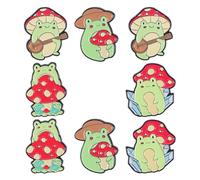 POPETPOP Broches Brochettes Dessin Animé Grenouille et Champignon Lot 8 Pièces en Alliage Métal Émaillé Accessoires Mignons pour Paquet à Dos Vestes et Chapeaux Badges Amusants pour
