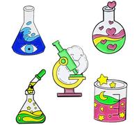POPETPOP Broches Scientifiques Émail Matériel de Laboratoire 5 Pièces Alliage Mode Féminine Accessoires pour Vêtements Paquet Usage Quotidien