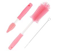 POPETPOP Brosse à Bouteilles Et Biberons Pour Bébé Ensemble De Nettoyage Rotatif En Silicone Cerise Rouge Manche Long Ergonomique Nettoyant Pour Bouteilles Col Étroit Pour Usage Quotidien Et Voyage