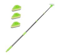 POPETPOP Brosse de Nettoyage Sol Multifonction avec Manche Rotative pour Salle de Bain Carrelage et Joint Manche Têtes Éponge et Brosse Rigide Verte