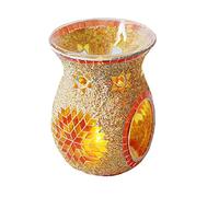 POPETPOP Brûleur D’Arômes en Verre Mosaïque Orange 105X142 CM Diffuseur D’Huiles Essentielles Décoratif sans Bougie Porte-Bougie Chauffe-Plat pour Aromathérapie et Détente Intérieure
