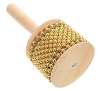 POPETPOP Cabasa à Percussion en Bois 85 CM Doré Hochet Rythmique Africain Instrument de Musique pour Jazz et Musiques du Monde Instrumental Portable pour Performances Scéniques
