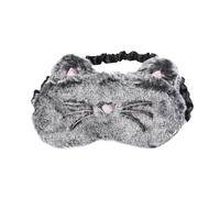 POPETPOP Cache-œil de Sommeil Peluche Noir de Chat, Masque Yeux Lavable et Facile à Nettoyer, Voyages et Jeux à L'aveugle