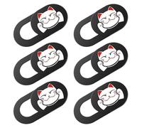 POPETPOP Cache Webcam Noir Ultra-Fin en Abs pour Ordinateur Portable, Lot de 6 Pièces, Protection Vie Privée Couvercle Coulissant, pour PC et Tablette