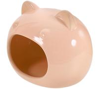 POPETPOP Cachette pour Hamster en Céramique Rose, Maison de Refroidissement Confortable Nid de Sommeil pour Petits Animaux comme Cobayes et Furets