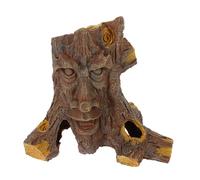 POPETPOP Cachette pour Reptiles en Résine Décorative, Abri Grotte Trou d'arbre, Plateforme Ornée pour Terrarium, Taille Moyenne, Décor Naturel pour Lézards Serpents Amphibiens