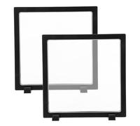 POPETPOP Cadres d'Affichage à Badges et Épingles Lot de 2 18X18 CM Noir en Plastique Rigide, Présentoirs Flottants Multifonctions pour Bijoux et Objets de