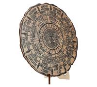 POPETPOP Calendrier Décoratif en Bois Naturel Fait Main Roue de l'Année Traditionnelle Ornement de Bureau pour Organisation Quotidienne Calendrier de Table Écologique et Signe Astral