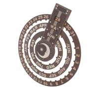 POPETPOP Calendrier Perpétuel Mural en Bois à Cadran Rond Rotatif, Design Rustique Unique, Gain de Place pour Décoration Maison et Bureau